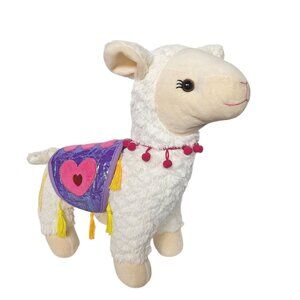 Burton & Burton White Sherpa Llama Plush Purple Holographic Heart Boho 13"